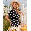 image:imageEkouaer Womens Pajama Sets Button Up Pjs 2 Piece Short Sleeve Sleepwear  soft fabric for wedding date night bridal party for maternity elastic waistBlack With Elephant