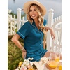 image:imageEkouaer Womens Pajama Sets Button Up Pjs 2 Piece Short Sleeve Sleepwear  soft fabric for wedding date night bridal party for maternity elastic waistBlue