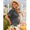 image:imageEkouaer Womens Pajama Sets Button Up Pjs 2 Piece Short Sleeve Sleepwear  soft fabric for wedding date night bridal party for maternity elastic waistDark Charcoal Gray