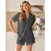 image:imageEkouaer Womens Pajama Sets Button Up Pjs 2 Piece Short Sleeve Sleepwear  soft fabric for wedding date night bridal party for maternity elastic waistDark Charcoal Gray