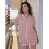 image:imageEkouaer Womens Pajama Sets Button Up Pjs 2 Piece Short Sleeve Sleepwear  soft fabric for wedding date night bridal party for maternity elastic waistDusty Pink