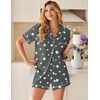 image:imageEkouaer Womens Pajama Sets Button Up Pjs 2 Piece Short Sleeve Sleepwear  soft fabric for wedding date night bridal party for maternity elastic waistGray With Star