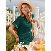 image:imageEkouaer Womens Pajama Sets Button Up Pjs 2 Piece Short Sleeve Sleepwear  soft fabric for wedding date night bridal party for maternity elastic waistGreen