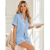 image:imageEkouaer Womens Pajama Sets Button Up Pjs 2 Piece Short Sleeve Sleepwear  soft fabric for wedding date night bridal party for maternity elastic waistLight Blue