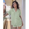 image:imageEkouaer Womens Pajama Sets Button Up Pjs 2 Piece Short Sleeve Sleepwear  soft fabric for wedding date night bridal party for maternity elastic waistLight Green