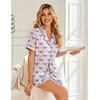 image:imageEkouaer Womens Pajama Sets Button Up Pjs 2 Piece Short Sleeve Sleepwear  soft fabric for wedding date night bridal party for maternity elastic waistLight Pink Blue Bow