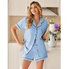 image:imageEkouaer Womens Pajama Sets Button Up Pjs 2 Piece Short Sleeve Sleepwear  soft fabric for wedding date night bridal party for maternity elastic waistLight Blue With Heart