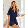image:imageEkouaer Womens Pajama Sets Button Up Pjs 2 Piece Short Sleeve Sleepwear  soft fabric for wedding date night bridal party for maternity elastic waistNavy Blue