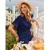 image:imageEkouaer Womens Pajama Sets Button Up Pjs 2 Piece Short Sleeve Sleepwear  soft fabric for wedding date night bridal party for maternity elastic waistNavy Blue