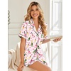 image:imageEkouaer Womens Pajama Sets Button Up Pjs 2 Piece Short Sleeve Sleepwear  soft fabric for wedding date night bridal party for maternity elastic waistPink Stripe
