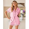 image:imageEkouaer Womens Pajama Sets Button Up Pjs 2 Piece Short Sleeve Sleepwear  soft fabric for wedding date night bridal party for maternity elastic waistPink
