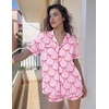 image:imageEkouaer Womens Pajama Sets Button Up Pjs 2 Piece Short Sleeve Sleepwear  soft fabric for wedding date night bridal party for maternity elastic waistPink Bows