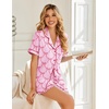 image:imageEkouaer Womens Pajama Sets Button Up Pjs 2 Piece Short Sleeve Sleepwear  soft fabric for wedding date night bridal party for maternity elastic waistPink Bows