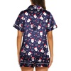 image:imageEkouaer Womens Pajamas Silk Satin Short Sleeve Button Down Pjs Shorts Set  Silky SoftNotch Collar2 Piece Set for SleepLoungeBridalBridesmaidVacationPostpartumTravelGiftChristmas Navy
