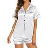 image:imageEkouaer Womens Pajamas Silk Satin Short Sleeve Button Down Pjs Shorts Set  Silky SoftNotch Collar2 Piece Set for SleepLoungeBridalBridesmaidVacationPostpartumTravelGiftWhite
