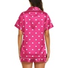 image:imageEkouaer Womens Pajamas Silk Satin Short Sleeve Button Down Pjs Shorts Set  Silky SoftNotch Collar2 Piece Set for SleepLoungeBridalBridesmaidVacationPostpartumTravelGiftHeart Rose
