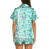 image:imageEkouaer Womens Pajamas Silk Satin Short Sleeve Button Down Pjs Shorts Set  Silky SoftNotch Collar2 Piece Set for SleepLoungeBridalBridesmaidVacationPostpartumTravelGiftFlamingo Light Green