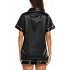 image:imageEkouaer Womens Pajamas Silk Satin Short Sleeve Button Down Pjs Shorts Set  Silky SoftNotch Collar2 Piece Set for SleepLoungeBridalBridesmaidVacationPostpartumTravelGiftBlack