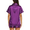 image:imageEkouaer Womens Pajamas Silk Satin Short Sleeve Button Down Pjs Shorts Set  Silky SoftNotch Collar2 Piece Set for SleepLoungeBridalBridesmaidVacationPostpartumTravelGiftPurple