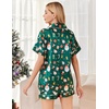 image:imageEkouaer Womens Pajamas Silk Satin Short Sleeve Button Down Pjs Shorts Set  Silky SoftNotch Collar2 Piece Set for SleepLoungeBridalBridesmaidVacationPostpartumTravelGiftChristmas Green