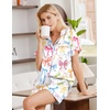 image:imageEkouaer Womens Pajamas Silk Satin Short Sleeve Button Down Pjs Shorts Set  Silky SoftNotch Collar2 Piece Set for SleepLoungeBridalBridesmaidVacationPostpartumTravelGiftBow White
