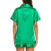 image:imageEkouaer Womens Pajamas Silk Satin Short Sleeve Button Down Pjs Shorts Set  Silky SoftNotch Collar2 Piece Set for SleepLoungeBridalBridesmaidVacationPostpartumTravelGiftGreen