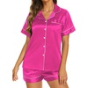 image:imageEkouaer Womens Pajamas Silk Satin Short Sleeve Button Down Pjs Shorts Set  Silky SoftNotch Collar2 Piece Set for SleepLoungeBridalBridesmaidVacationPostpartumTravelGiftRose