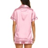 image:imageEkouaer Womens Pajamas Silk Satin Short Sleeve Button Down Pjs Shorts Set  Silky SoftNotch Collar2 Piece Set for SleepLoungeBridalBridesmaidVacationPostpartumTravelGiftPink