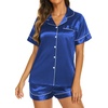 image:imageEkouaer Womens Pajamas Silk Satin Short Sleeve Button Down Pjs Shorts Set  Silky SoftNotch Collar2 Piece Set for SleepLoungeBridalBridesmaidVacationPostpartumTravelGiftRoyal Blue
