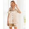 image:imageEkouaer Womens Pajamas Silk Satin Short Sleeve Button Down Pjs Shorts Set  Silky SoftNotch Collar2 Piece Set for SleepLoungeBridalBridesmaidVacationPostpartumTravelGiftChampagne