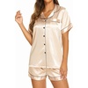 image:imageEkouaer Womens Pajamas Silk Satin Short Sleeve Button Down Pjs Shorts Set  Silky SoftNotch Collar2 Piece Set for SleepLoungeBridalBridesmaidVacationPostpartumTravelGiftChampagne