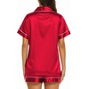 image:imageEkouaer Womens Pajamas Silk Satin Short Sleeve Button Down Pjs Shorts Set  Silky SoftNotch Collar2 Piece Set for SleepLoungeBridalBridesmaidVacationPostpartumTravelGiftRed