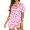 image:imageEkouaer Womens Pajamas Silk Satin Short Sleeve Button Down Pjs Shorts Set  Silky SoftNotch Collar2 Piece Set for SleepLoungeBridalBridesmaidVacationPostpartumTravelGiftBow Pink