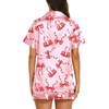 image:imageEkouaer Womens Pajamas Silk Satin Short Sleeve Button Down Pjs Shorts Set  Silky SoftNotch Collar2 Piece Set for SleepLoungeBridalBridesmaidVacationPostpartumTravelGiftBow Pink Red