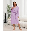 image:imageEkouaer Womens Robe Long Plush Soft Bathrobe Cozy Warm Robes Shawl Collar Sleepwear with PocketsLight Purple