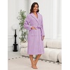 image:imageEkouaer Womens Robe Long Plush Soft Bathrobe Cozy Warm Robes Shawl Collar Sleepwear with PocketsLight Purple