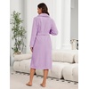 image:imageEkouaer Womens Robe Long Plush Soft Bathrobe Cozy Warm Robes Shawl Collar Sleepwear with PocketsLight Purple