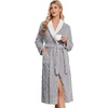 image:imageEkouaer Womens Robe Long Winter Plush Jacquard Bathrobe with Pockets SXXL  Jacquard fabric Color block Shawl collar Long length Plush Fuzzy Fluffy Fleece Thick Sleepwear Winter Lounge wearLight Grey