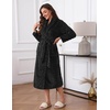 image:imageEkouaer Womens Robe Long Winter Plush Jacquard Bathrobe with Pockets SXXL  Jacquard fabric Color block Shawl collar Long length Plush Fuzzy Fluffy Fleece Thick Sleepwear Winter Lounge wearBlack
