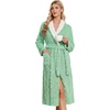 image:imageEkouaer Womens Robe Long Winter Plush Jacquard Bathrobe with Pockets SXXL  Jacquard fabric Color block Shawl collar Long length Plush Fuzzy Fluffy Fleece Thick Sleepwear Winter Lounge wearGrey Green