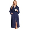 image:imageEkouaer Womens Robe Long Winter Plush Jacquard Bathrobe with Pockets SXXL  Jacquard fabric Color block Shawl collar Long length Plush Fuzzy Fluffy Fleece Thick Sleepwear Winter Lounge wearBlue Purple