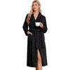 image:imageEkouaer Womens Robe Long Winter Plush Jacquard Bathrobe with Pockets SXXL  Jacquard fabric Color block Shawl collar Long length Plush Fuzzy Fluffy Fleece Thick Sleepwear Winter Lounge wearBlack