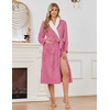 image:imageEkouaer Womens Robe Long Winter Plush Jacquard Bathrobe with Pockets SXXL  Jacquard fabric Color block Shawl collar Long length Plush Fuzzy Fluffy Fleece Thick Sleepwear Winter Lounge wearPeach Pink