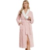 image:imageEkouaer Womens Robe Long Winter Plush Jacquard Bathrobe with Pockets SXXL  Jacquard fabric Color block Shawl collar Long length Plush Fuzzy Fluffy Fleece Thick Sleepwear Winter Lounge wearC Pink