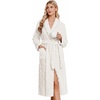 image:imageEkouaer Womens Robe Long Winter Plush Jacquard Bathrobe with Pockets SXXL  Jacquard fabric Color block Shawl collar Long length Plush Fuzzy Fluffy Fleece Thick Sleepwear Winter Lounge wearWhite