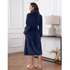 image:imageEkouaer Womens Robe Long Winter Plush Jacquard Bathrobe with Pockets SXXL  Jacquard fabric Color block Shawl collar Long length Plush Fuzzy Fluffy Fleece Thick Sleepwear Winter Lounge wearBlue Purple