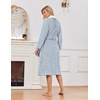 image:imageEkouaer Womens Robe Long Winter Plush Jacquard Bathrobe with Pockets SXXL  Jacquard fabric Color block Shawl collar Long length Plush Fuzzy Fluffy Fleece Thick Sleepwear Winter Lounge wearLight Blue