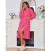 image:imageEkouaer Womens Robe Long Winter Plush Jacquard Bathrobe with Pockets SXXL  Jacquard fabric Color block Shawl collar Long length Plush Fuzzy Fluffy Fleece Thick Sleepwear Winter Lounge wearRose Pink