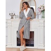 image:imageEkouaer Womens Robe Long Winter Plush Jacquard Bathrobe with Pockets SXXL  Jacquard fabric Color block Shawl collar Long length Plush Fuzzy Fluffy Fleece Thick Sleepwear Winter Lounge wearLight Grey