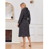 image:imageEkouaer Womens Robe Long Winter Plush Jacquard Bathrobe with Pockets SXXL  Jacquard fabric Color block Shawl collar Long length Plush Fuzzy Fluffy Fleece Thick Sleepwear Winter Lounge wearDark Grey